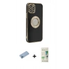 MARSİLYAN™- iPhone 12 Pro Max Kılıf İz Form Serisi - Siyah 20D Premium Cam Ekran Koruyucu + Shine Kamera Lens Koruma Cam - MI