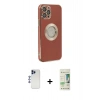 MARSİLYAN™- iPhone 12 Pro Max Kılıf İz Form Serisi - Siyah 20D Premium Cam Ekran Koruyucu + Shine Kamera Lens - LT