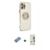 MARSİLYAN™- iPhone 12 Pro Max Kılıf İz Form Serisi - Siyah 20D Premium Cam Ekran Koruyucu + Shine Kamera Lens Koruma Cam - PE