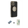 MARSİLYAN™- iPhone 12 Pro Max Kılıf İz Form Serisi - Siyah 20D Premium Cam Ekran Koruyucu + Shine Kamera Lens Koruma Cam - SH