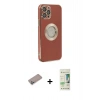 MARSİLYAN™- iPhone 12 Pro Max Kılıf İz Form Serisi - Siyah 20D Premium Cam Ekran Koruyucu + Shine Kamera Lens Koruma Cam - SABE