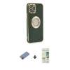 MARSİLYAN™- iPhone 12 Pro Max Kılıf İz Form Serisi - Siyah 20D Premium Cam Ekran Koruyucu + Shine Kamera Lens Koruma Cam - PE