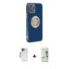 MARSİLYAN™- iPhone 12 Pro Max Kılıf İz Form Serisi - Siyah 20D Premium Cam Ekran Koruyucu + Shine Kamera Lens - LT