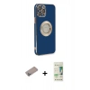 MARSİLYAN™- iPhone 12 Pro Max Kılıf İz Form Serisi - Siyah 20D Premium Cam Ekran Koruyucu + Shine Kamera Lens Koruma Cam - SABE