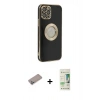 MARSİLYAN™- iPhone 12 Pro Max Kılıf İz Form Serisi - Siyah 20D Premium Cam Ekran Koruyucu + Shine Kamera Lens Koruma Cam - SABE