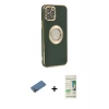 MARSİLYAN™- iPhone 12 Pro Max Kılıf İz Form Serisi - Siyah 20D Premium Cam Ekran Koruyucu + Shine Kamera Lens Koruma Cam - GD