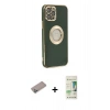 MARSİLYAN™- iPhone 12 Pro Max Kılıf İz Form Serisi - Siyah 20D Premium Cam Ekran Koruyucu + Shine Kamera Lens Koruma Cam - SABE