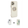 MARSİLYAN™- iPhone 12 Pro Max Kılıf İz Form Serisi - Siyah 20D Premium Cam Ekran Koruyucu + Shine Kamera Lens - LT