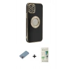 MARSİLYAN™- iPhone 12 Pro Max Kılıf İz Form Serisi - Siyah 20D Premium Cam Ekran Koruyucu + Shine Kamera Lens Koruma Cam - GI