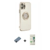 MARSİLYAN™- iPhone 12 Pro Max Kılıf İz Form Serisi - Siyah 20D Premium Cam Ekran Koruyucu + Shine Kamera Lens Koruma Cam - SH