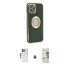 MARSİLYAN™- iPhone 12 Pro Max Kılıf İz Form Serisi - Siyah 20D Premium Cam Ekran Koruyucu + Shine Kamera Lens - LT