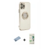 MARSİLYAN™- iPhone 12 Pro Max Kılıf İz Form Serisi - Siyah 20D Premium Cam Ekran Koruyucu + Shine Kamera Lens Koruma Cam - MI