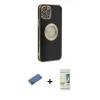 MARSİLYAN™- iPhone 12 Pro Max Kılıf İz Form Serisi - Siyah 20D Premium Cam Ekran Koruyucu + Shine Kamera Lens Koruma Cam - GD