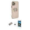MARSİLYAN™- iPhone 12 Pro Max Kılıf İz Form Serisi - Siyah 34D Izgaralı Cam + Sierra Blue Shine Kamera Lens Koruma Cam