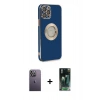 MARSİLYAN™- iPhone 12 Pro Max Kılıf İz Form Serisi - Siyah 360 Mat Full Body Arka Koruyucu + Neon Fosforlu Kamera Lens - BZ
