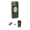 MARSİLYAN™- iPhone 12 Pro Max Kılıf İz Form Serisi - Siyah 360 Mat Full Body Arka Koruyucu + Metal Kamera Lens Koruma Cam - GD