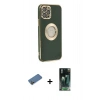MARSİLYAN™- iPhone 12 Pro Max Kılıf İz Form Serisi - Siyah 360 Mat Full Body Arka Koruyucu + Shine Kamera Lens Koruma Cam - GD