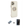 MARSİLYAN™- iPhone 12 Pro Max Kılıf İz Form Serisi - Siyah 3D Antistatik Hayalet Cam Ekran Koruyucu + Metal Kamera Lens Koruma Cam - KI