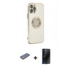 MARSİLYAN™- iPhone 12 Pro Max Kılıf İz Form Serisi - Siyah 3D Antistatik Hayalet Cam Ekran Koruyucu + Renkli Kamera Lens Koruma Cam - SI