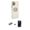 MARSİLYAN™- iPhone 12 Pro Max Kılıf İz Form Serisi - Siyah 3D Antistatik Hayalet Cam Ekran Koruyucu + Renkli Kamera Lens Koruma Cam - TU