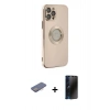 MARSİLYAN™- iPhone 12 Pro Max Kılıf İz Form Serisi - Siyah 3D Antistatik Hayalet Cam Ekran Koruyucu + Renkli Kamera Lens Koruma Cam - PE