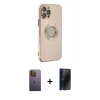 MARSİLYAN™- iPhone 12 Pro Max Kılıf İz Form Serisi - Siyah 3D Antistatik Hayalet Cam Ekran Koruyucu + Neon Fosforlu Kamera Lens - SI
