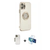 MARSİLYAN™- iPhone 12 Pro Max Kılıf İz Form Serisi - Siyah 3D Antistatik Seramik Nano Ekran Koruyucu + Gold Shine Kamera Lens