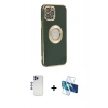 MARSİLYAN™- iPhone 12 Pro Max Kılıf İz Form Serisi - Siyah 3D Antistatik Seramik Nano Ekran Koruyucu + Shine Kamera Lens - LT