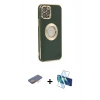 MARSİLYAN™- iPhone 12 Pro Max Kılıf İz Form Serisi - Siyah 3D Antistatik Seramik Nano Ekran Koruyucu + Renkli Kamera Lens Koruma Cam - TU