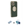 MARSİLYAN™- iPhone 12 Pro Max Kılıf İz Form Serisi - Siyah 3D Antistatik Seramik Nano Ekran Koruyucu + Shine Kamera Lens Koruma Cam - MI