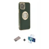 MARSİLYAN™- iPhone 12 Pro Max Kılıf İz Form Serisi - Siyah 3D Antistatik Seramik Nano Ekran Koruyucu + Shine Kamera Lens Koruma Cam - SABE