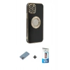 MARSİLYAN™- iPhone 12 Pro Max Kılıf İz Form Serisi - Siyah 5D Eko Cam Ekran Koruyucu + Shine Kamera Lens Koruma Cam - GI