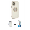 MARSİLYAN™- iPhone 12 Pro Max Kılıf İz Form Serisi - Siyah 5D Eko Cam Ekran Koruyucu + Shine Kamera Lens - LT