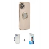 MARSİLYAN™- iPhone 12 Pro Max Kılıf İz Form Serisi - Siyah 5D Eko Cam Ekran Koruyucu + Shine Kamera Lens - LT