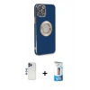 MARSİLYAN™- iPhone 12 Pro Max Kılıf İz Form Serisi - Siyah 5D Eko Cam Ekran Koruyucu + Shine Kamera Lens - LT