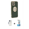 MARSİLYAN™- iPhone 12 Pro Max Kılıf İz Form Serisi - Siyah 5D Eko Cam Ekran Koruyucu + Shine Kamera Lens - LT
