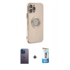 MARSİLYAN™- iPhone 12 Pro Max Kılıf İz Form Serisi - Siyah 5D Eko Cam Ekran Koruyucu + Neon Fosforlu Kamera Lens - MI