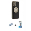 MARSİLYAN™- iPhone 12 Pro Max Kılıf İz Form Serisi - Siyah 5D Eko Cam Ekran Koruyucu + Shine Kamera Lens Koruma Cam - MI