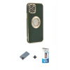 MARSİLYAN™- iPhone 12 Pro Max Kılıf İz Form Serisi - Siyah 5D Eko Cam Ekran Koruyucu + Metal Kamera Lens Koruma Cam - KI