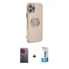MARSİLYAN™- iPhone 12 Pro Max Kılıf İz Form Serisi - Siyah 5D Eko Cam Ekran Koruyucu + Neon Fosforlu Kamera Lens - TU
