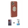 MARSİLYAN™- iPhone 12 Pro Max Kılıf İz Form Serisi - Siyah 5D Eko Cam Ekran Koruyucu + Neon Fosforlu Kamera Lens - TU