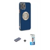 MARSİLYAN™- iPhone 12 Pro Max Kılıf İz Form Serisi - Siyah 5D Eko Cam Ekran Koruyucu + Renkli Kamera Lens Koruma Cam - MI