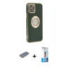 MARSİLYAN™- iPhone 12 Pro Max Kılıf İz Form Serisi - Siyah 5D Eko Cam Ekran Koruyucu + Renkli Kamera Lens Koruma Cam - SI