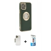 MARSİLYAN™- iPhone 12 Pro Max Kılıf İz Form Serisi - Siyah 5D Eko Cam Ekran Koruyucu + Shine Kamera Lens - GD