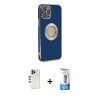MARSİLYAN™- iPhone 12 Pro Max Kılıf İz Form Serisi - Siyah 5D Eko Cam Ekran Koruyucu + Shine Kamera Lens - GD