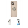 MARSİLYAN™- iPhone 12 Pro Max Kılıf İz Form Serisi - Siyah 5D Eko Cam Ekran Koruyucu + Shine Kamera Lens - GD