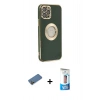 MARSİLYAN™- iPhone 12 Pro Max Kılıf İz Form Serisi - Siyah 5D Eko Cam Ekran Koruyucu + Shine Kamera Lens Koruma Cam - GD