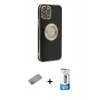 MARSİLYAN™- iPhone 12 Pro Max Kılıf İz Form Serisi - Siyah 5D Eko Cam Ekran Koruyucu + Shine Kamera Lens Koruma Cam - SABE