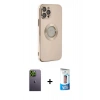 MARSİLYAN™- iPhone 12 Pro Max Kılıf İz Form Serisi - Siyah 5D Eko Cam Ekran Koruyucu + Yeşil Neon Fosforlu Kamera Lens