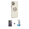 MARSİLYAN™- iPhone 12 Pro Max Kılıf İz Form Serisi - Siyah 5D Eko Cam Ekran Koruyucu + Yeşil Neon Fosforlu Kamera Lens